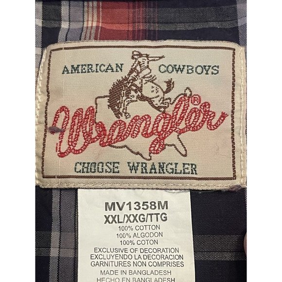 Wrangler Snap Wide Stitch Mens Plaid Long Sleeve Pearl Snap Shirt Sz 2xl - Picture 6 of 7